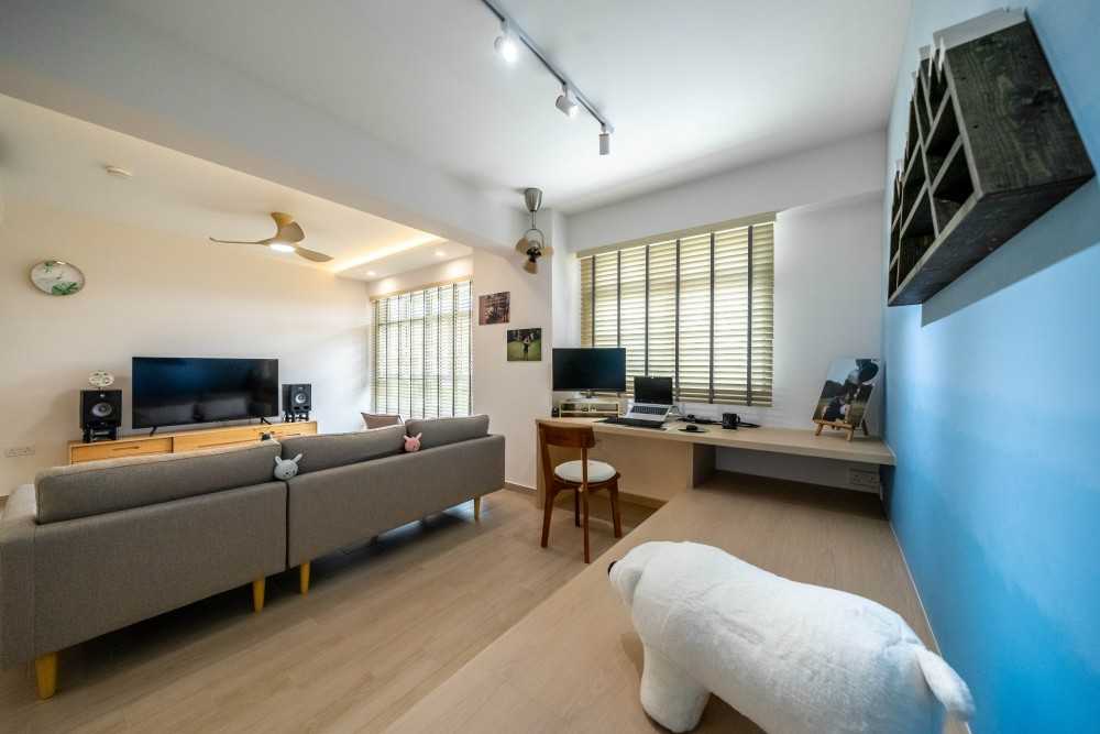 Scandinavian Study with Storage Cabinets and Computer
