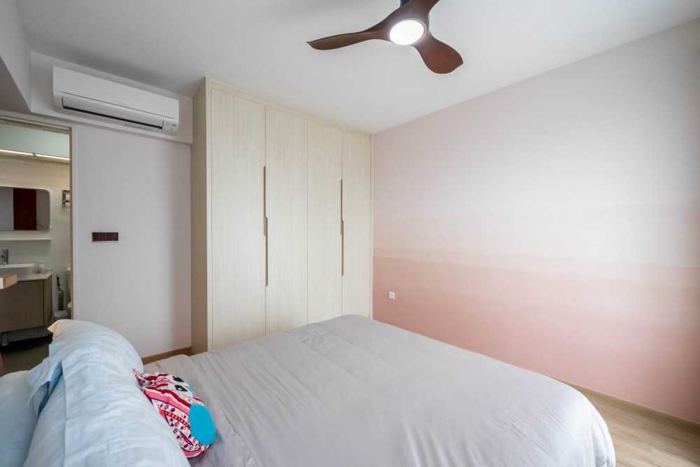 Scandinavian Bedroom with Wardrobe and Bedside Table