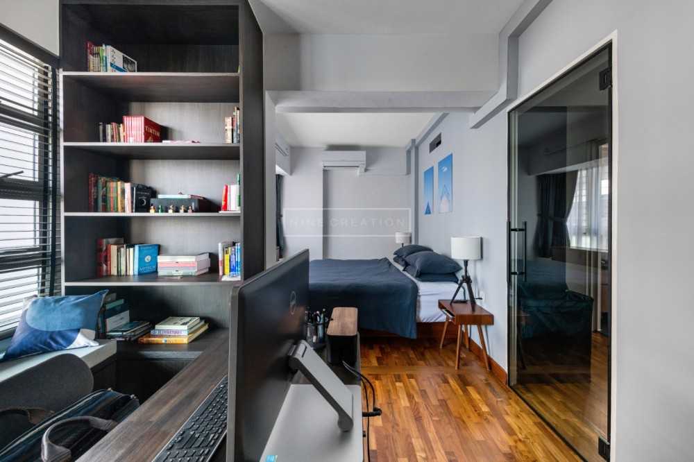 Modern Bedroom with Platform Bed and Built-in Bed