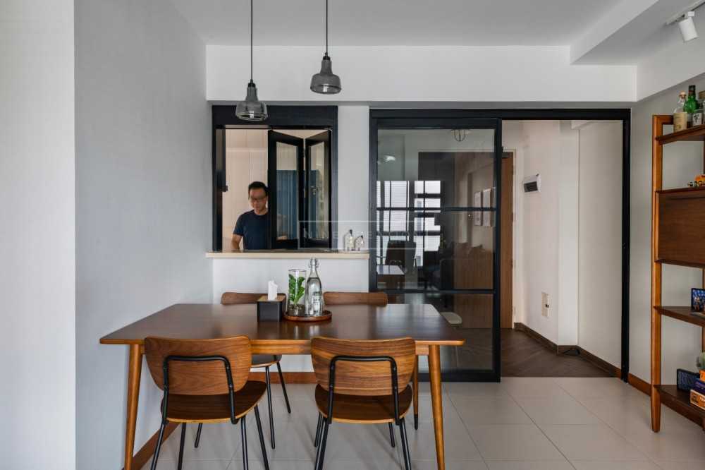 Modern Dining Room with Ceiling Light and Dining Table