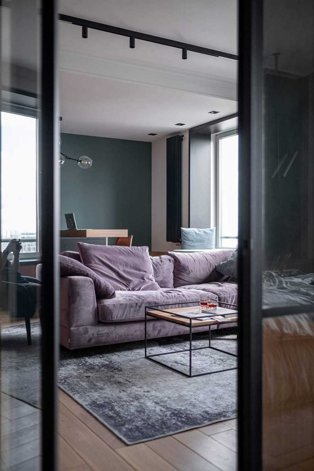 Contemporary Living Room with Vinyl Flooring and Sofa