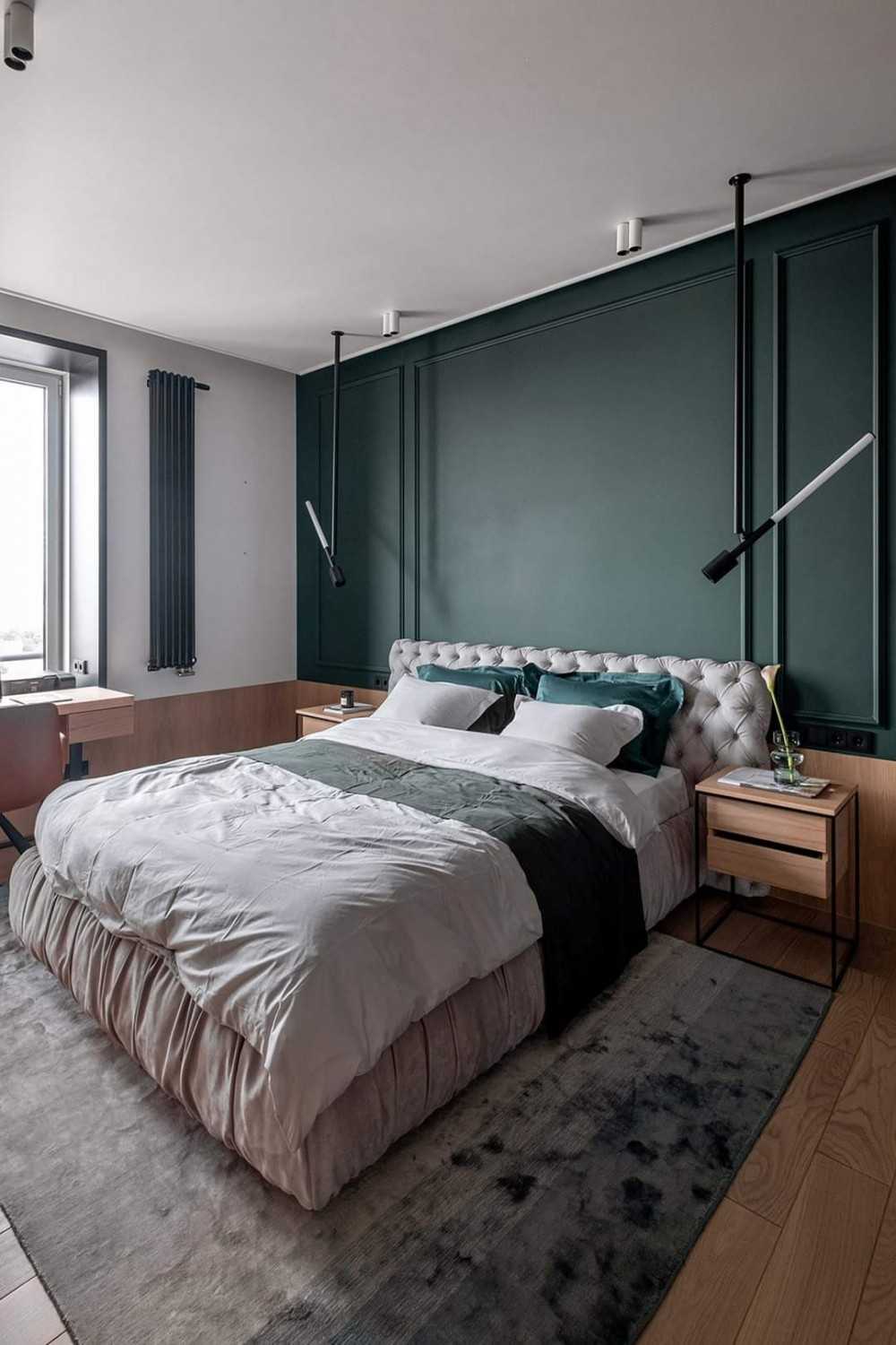Contemporary Bedroom with Vinyl Flooring and Bedside Table