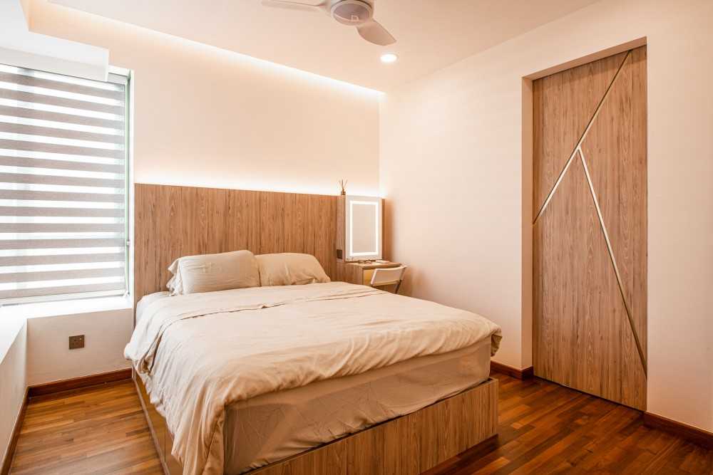 Eclectic Bedroom with Platform Bed and Built-in Bed