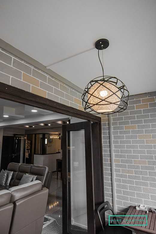 Asian Balcony with Feature Wall and Window Grille
