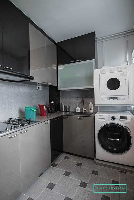 Asian Kitchen with Countertop and Washing Machine