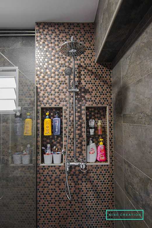 Asian Bathroom with Shower Screen and Rainshower