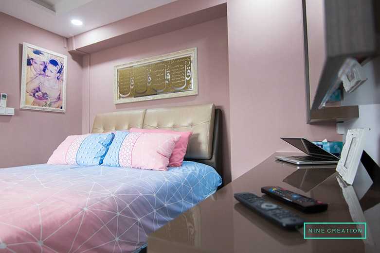 Asian Bedroom with Bookshelf and Wardrobe
