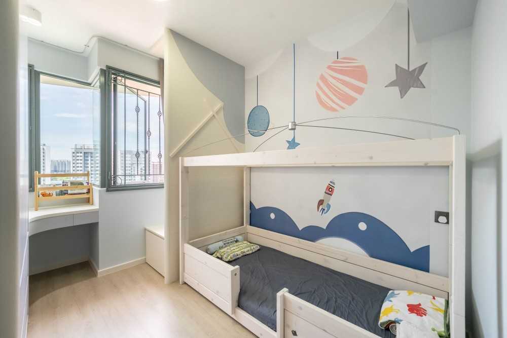 Modern Bedroom with Vinyl Flooring and Wood Flooring