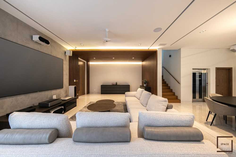Contemporary Living Room with TV Console and Sofa