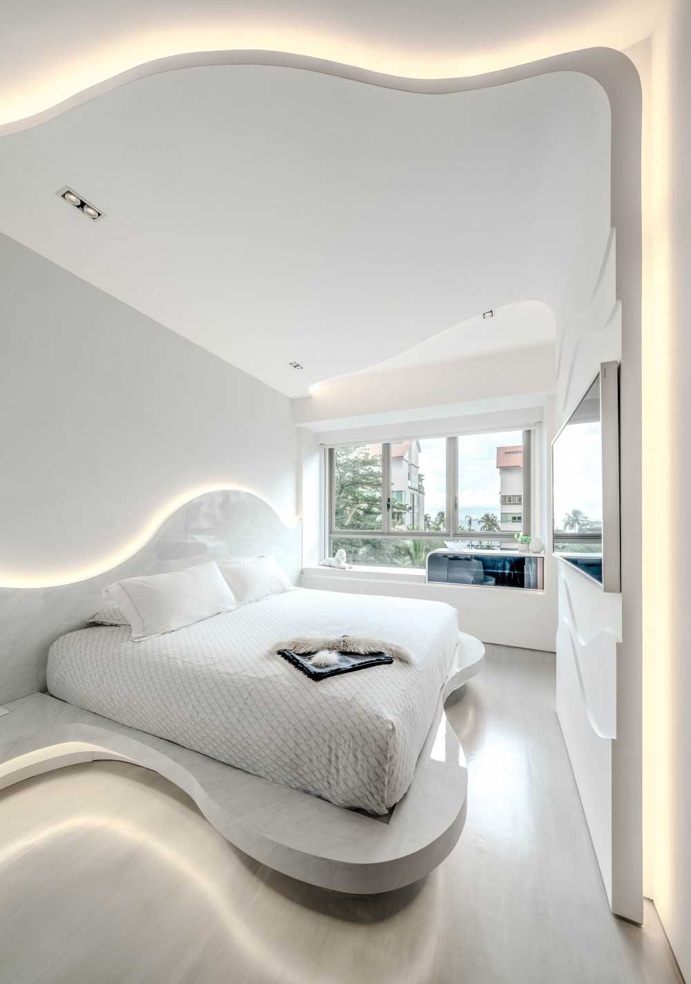 Modern Bedroom with Platform Bed and Bed
