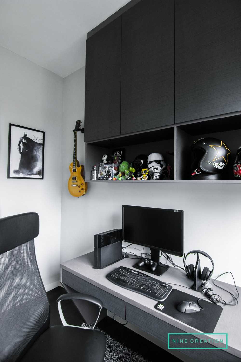 Modern Study with Bookcases and Lighting