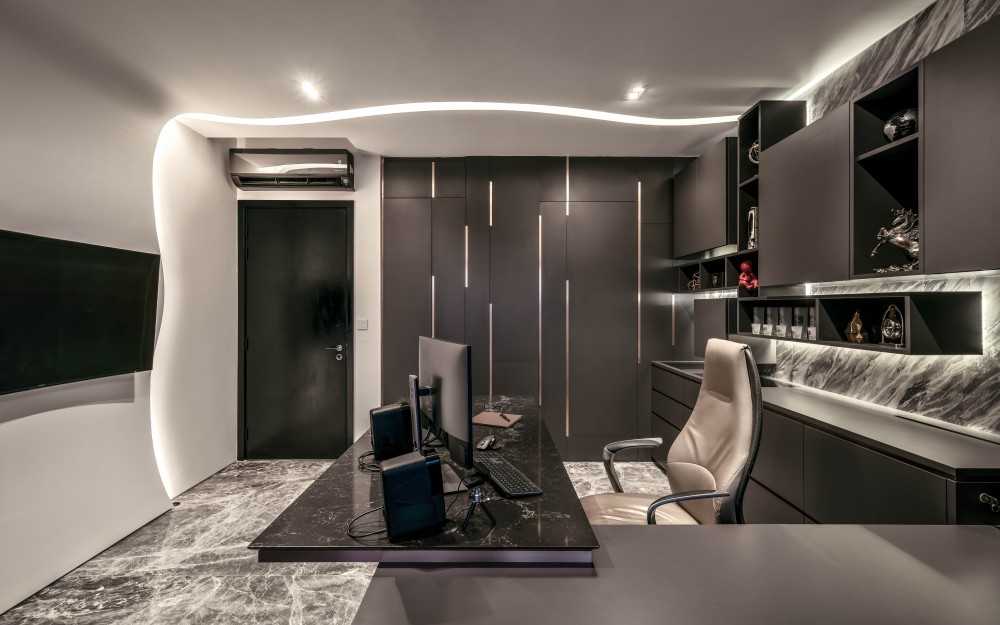 Modern Study with Bookshelf and Desk