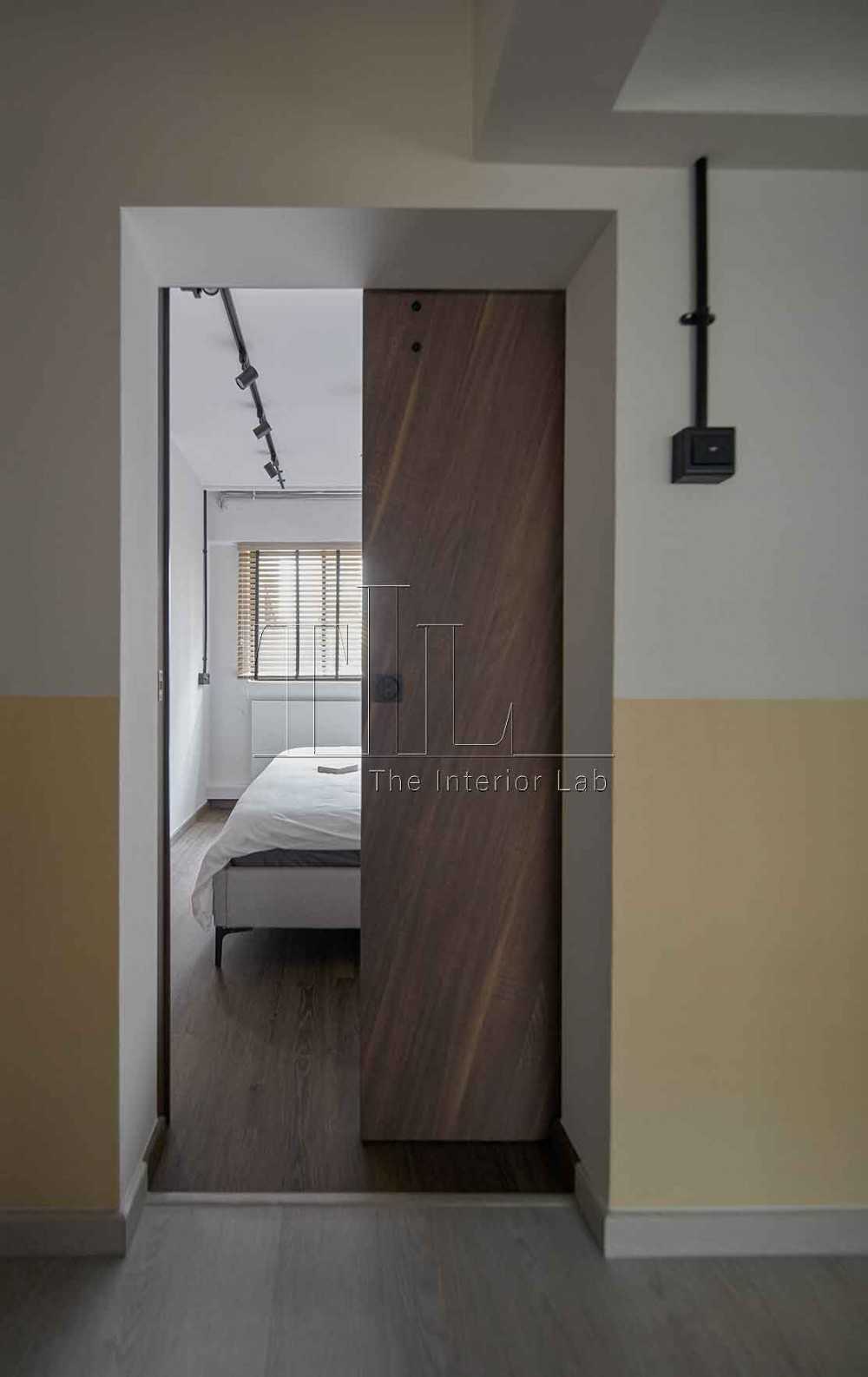 Eclectic Bedroom with Doors and Sliding Door