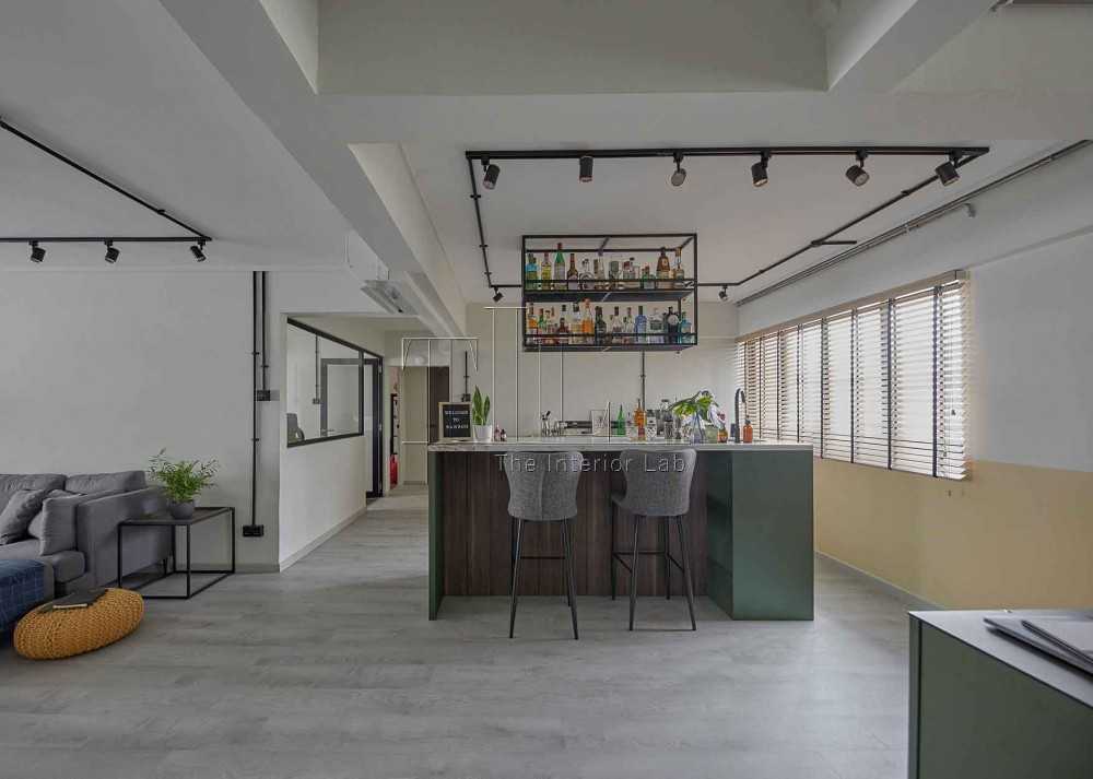 Eclectic Home Bar with Bar Counter and Drinkware
