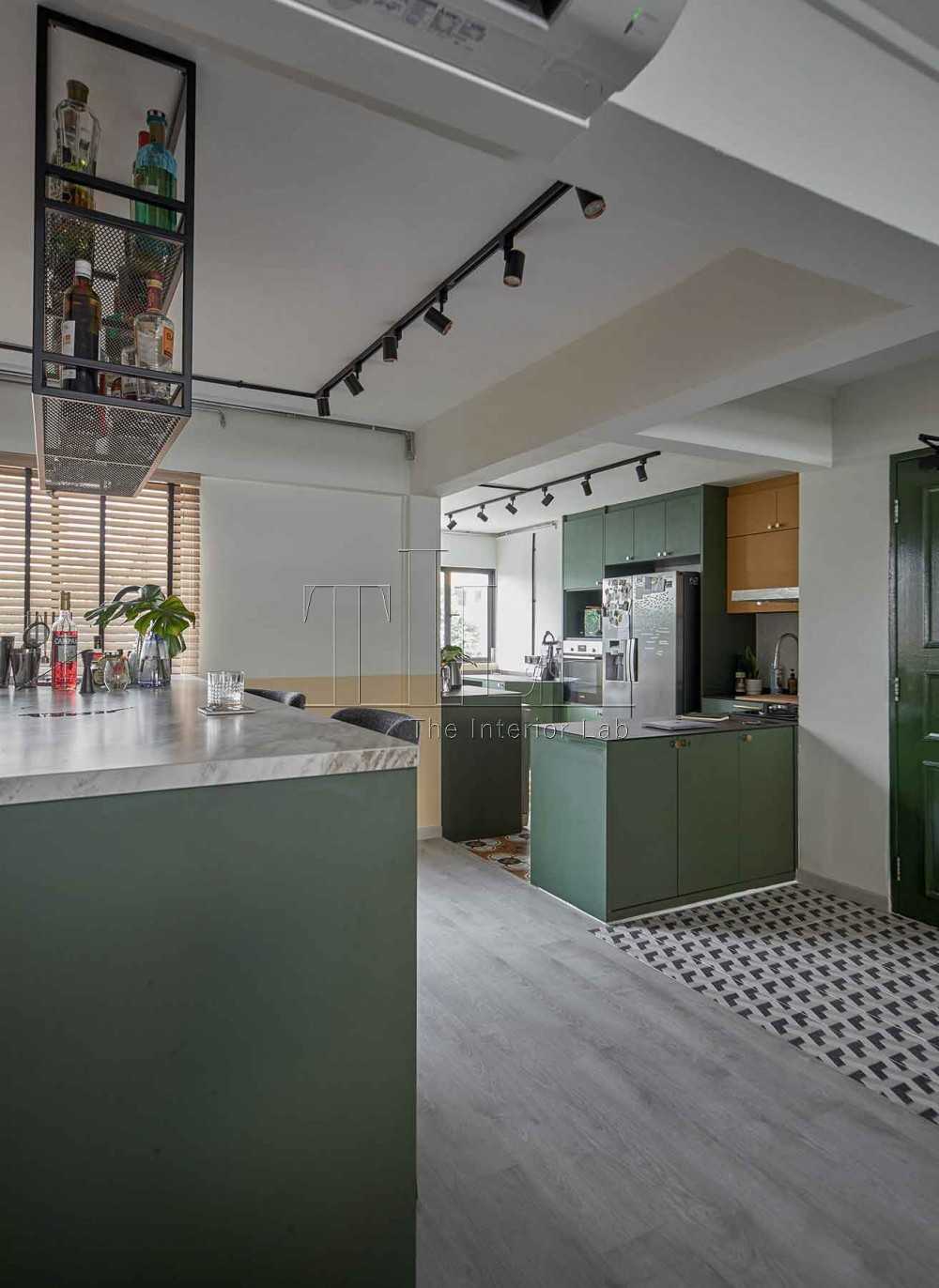 Eclectic Kitchen with Countertop and Kitchen Cabinets