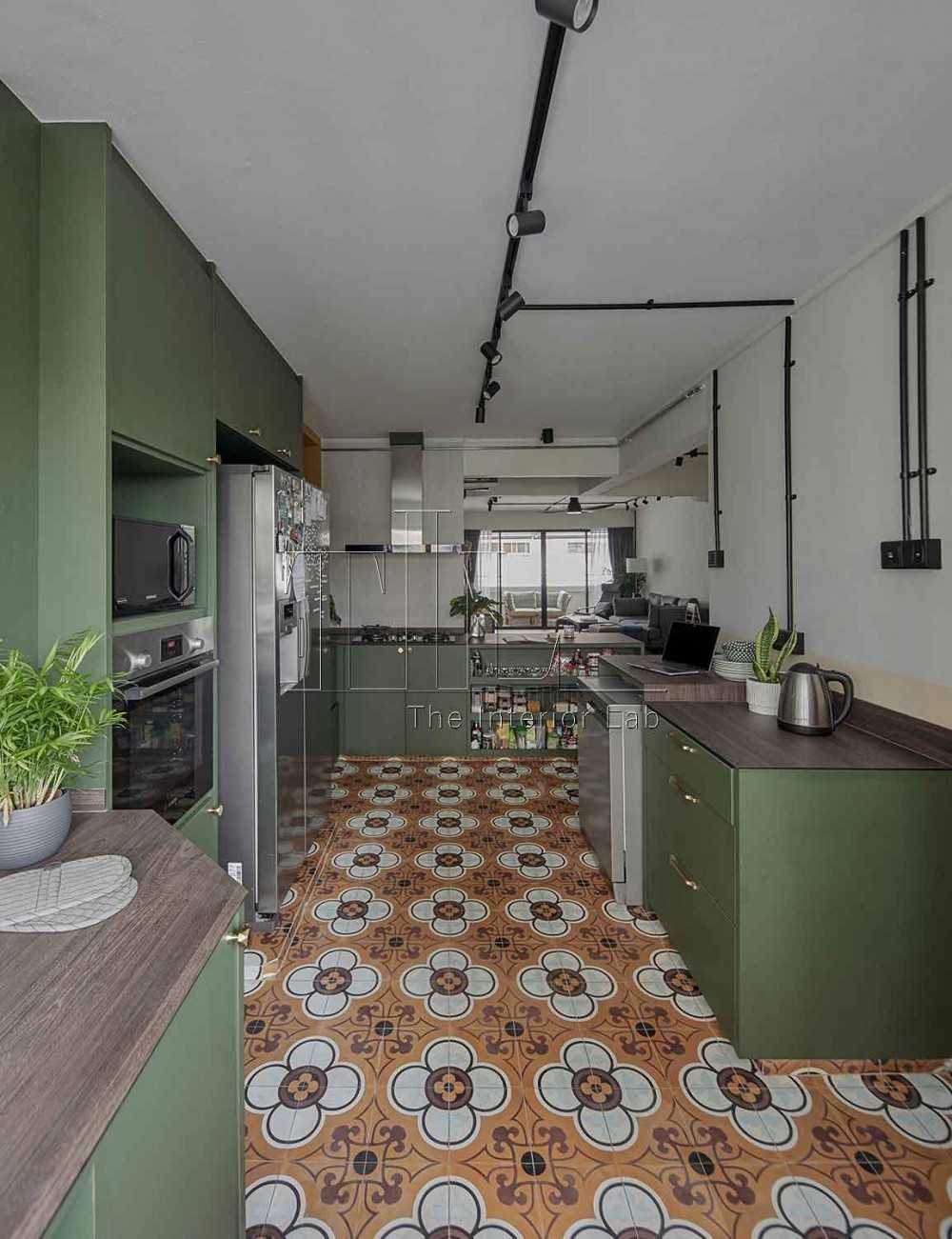 Eclectic Kitchen with Countertop and Flooring