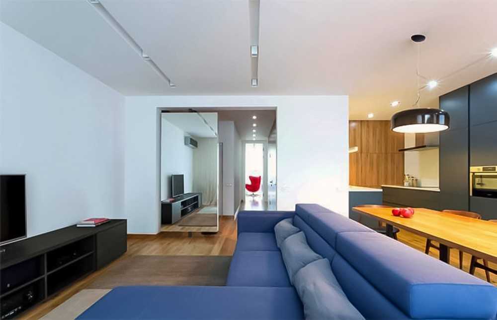 Modern Living Room with Vinyl Flooring and TV Console