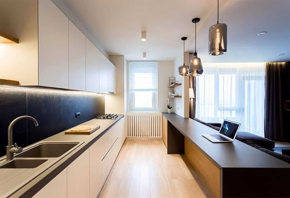 Contemporary Kitchen with Vinyl Flooring and Ceiling Light