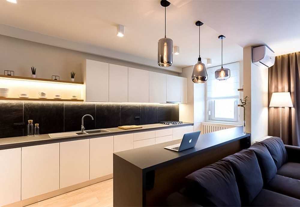 Contemporary Dining Room with Vinyl Flooring and Bar Counter