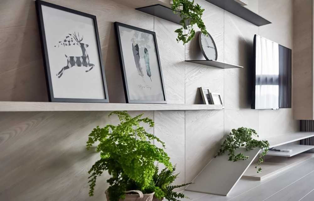 Contemporary Living Room with Cement Floor and Wood Flooring