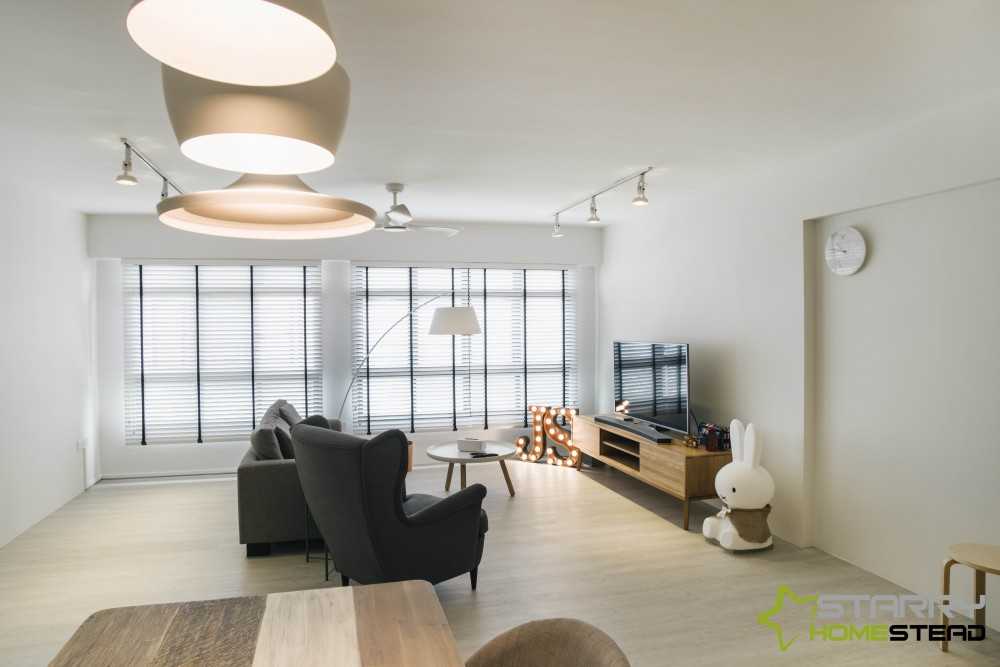 Contemporary Living Room with Vinyl Flooring and TV Console