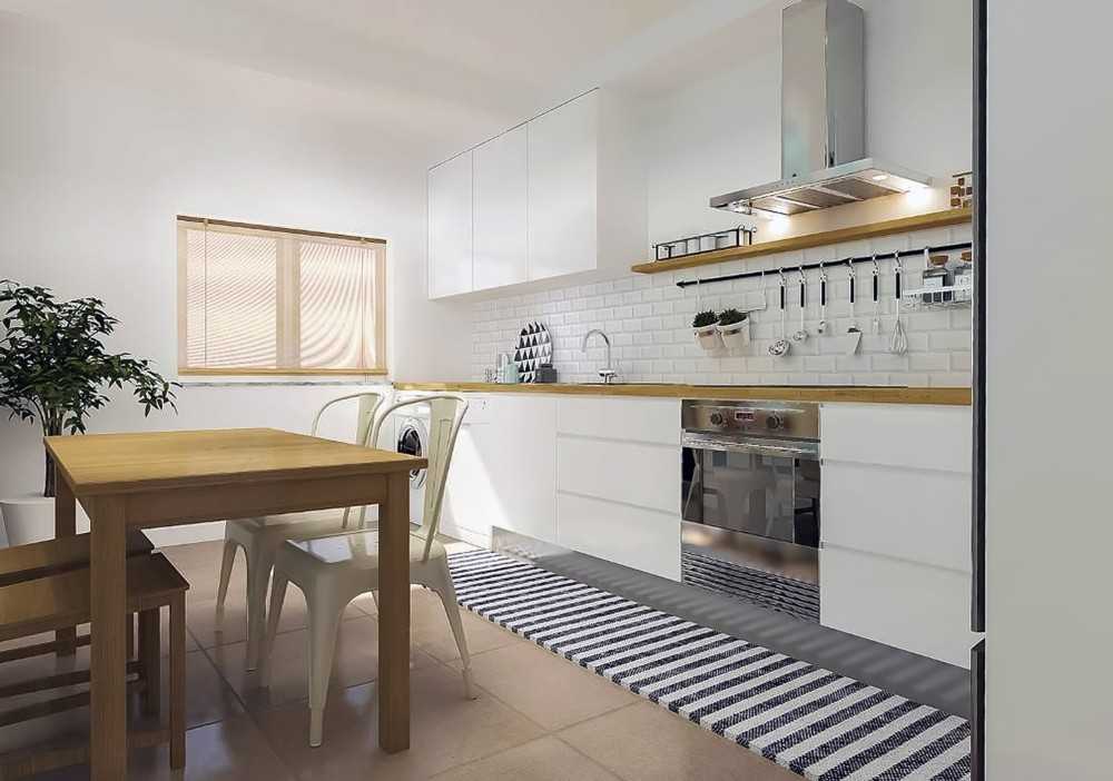 Contemporary Kitchen with Wood Flooring and Kitchen Window