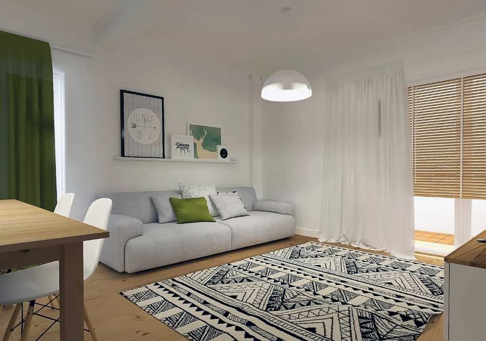Contemporary Living Room with TV Console and Feature Wall