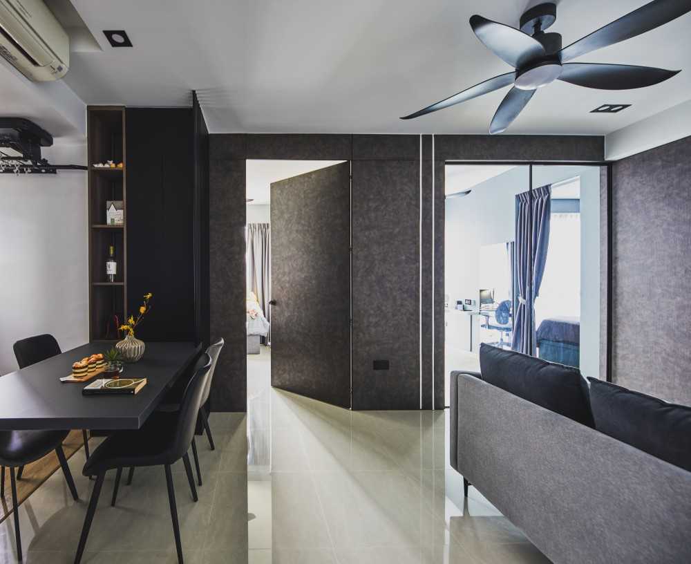 Minimalist Living Room with Feature Wall and Wood Feature Wall