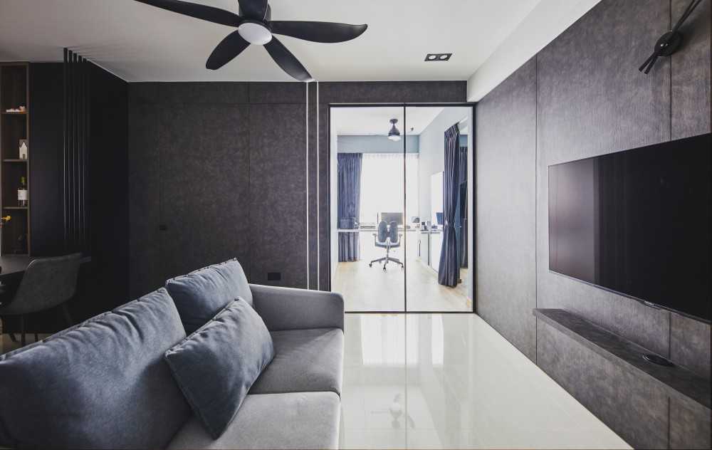 Minimalist Living Room with Feature Wall and Wood Feature Wall