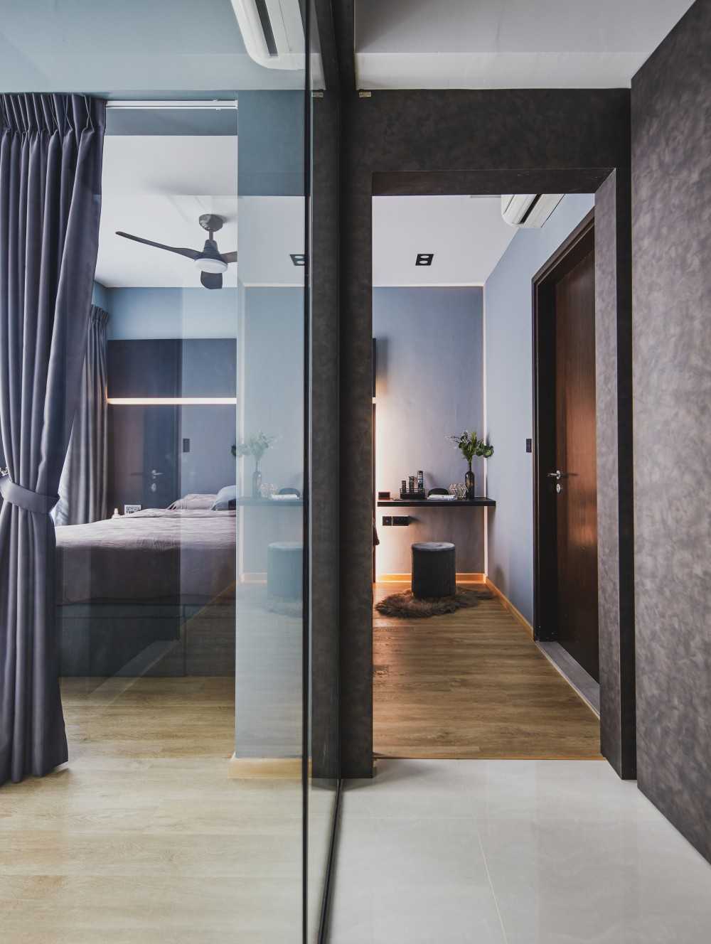 Minimalist Bedroom with Feature Wall and Cove Lighting