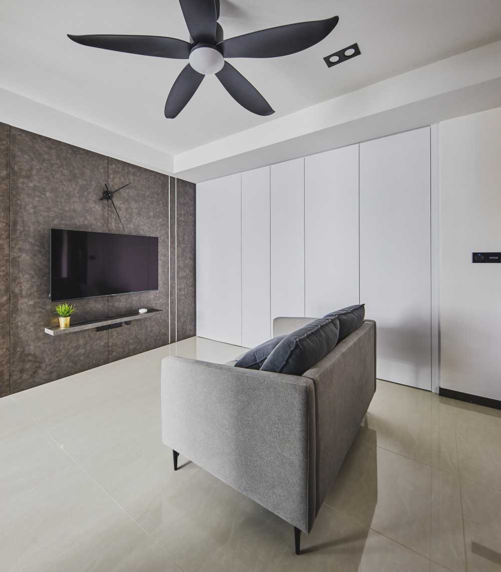 Minimalist Living Room with Sofa and Storage Cabinets