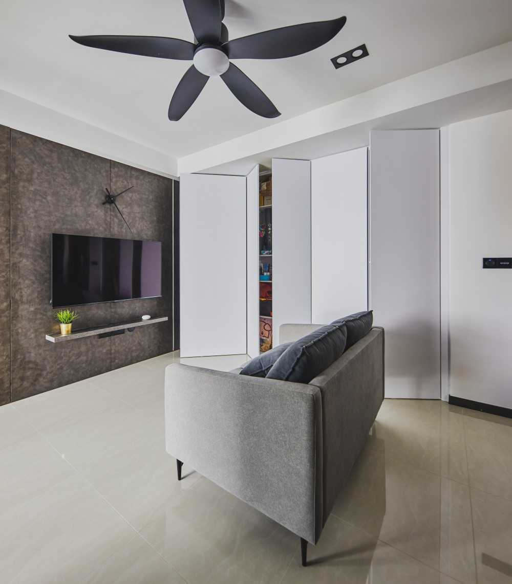 Minimalist Living Room with Sofa and Storage Cabinets
