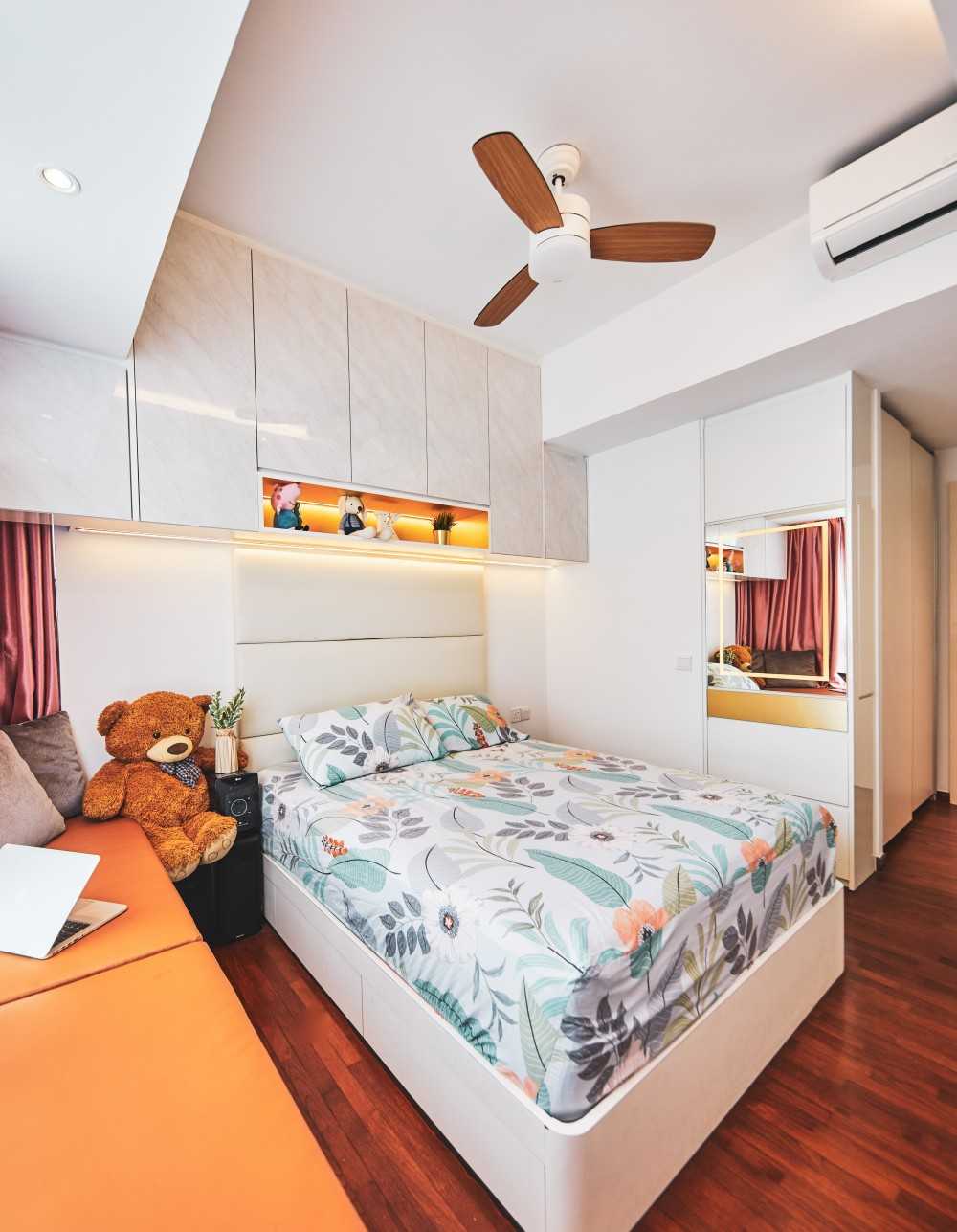 Modern Bedroom with Built-in Bed and Bedroom Dresser