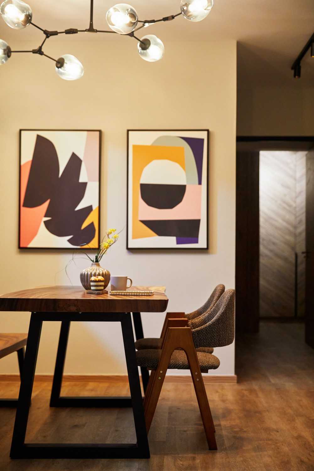 Eclectic Dining Room with Dining Table and Dining Chairs