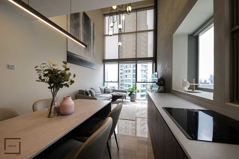 Contemporary Living Room with TV Console and TV