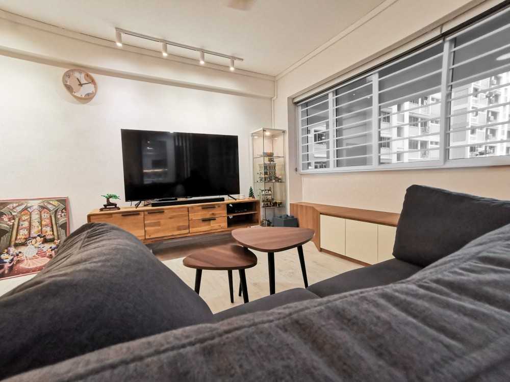 Scandinavian Living Room with Settee and Vinyl Flooring