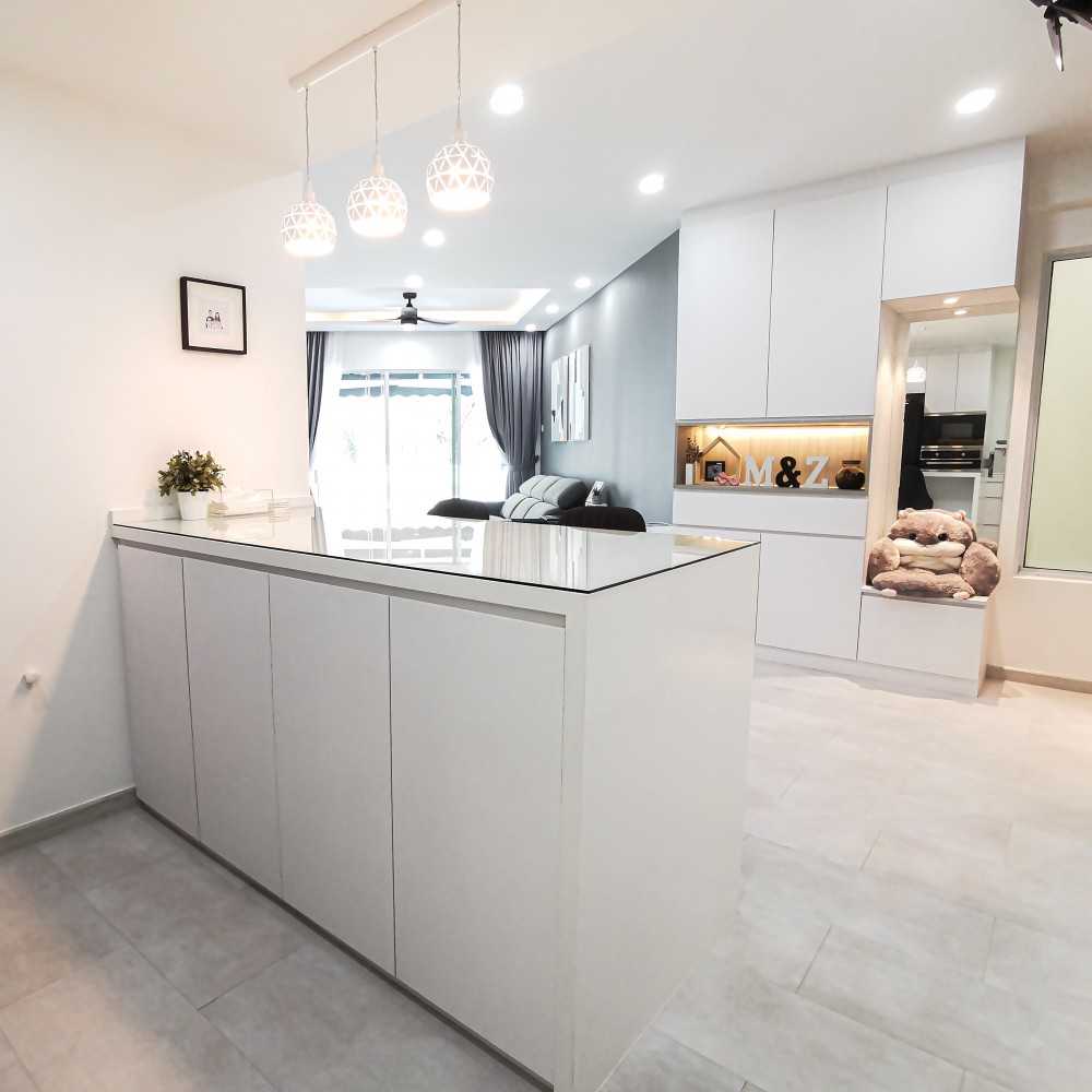 Modern Home Bar with Countertop and Vinyl Flooring