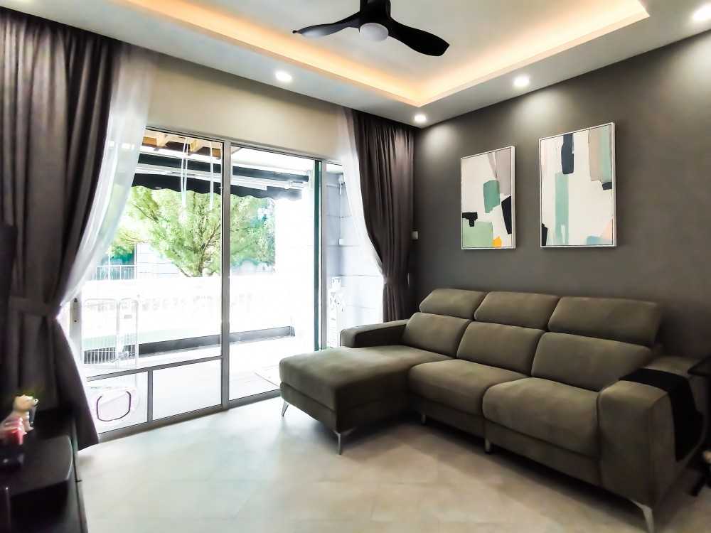 Modern Living Room with Vinyl Flooring and Cove Lighting