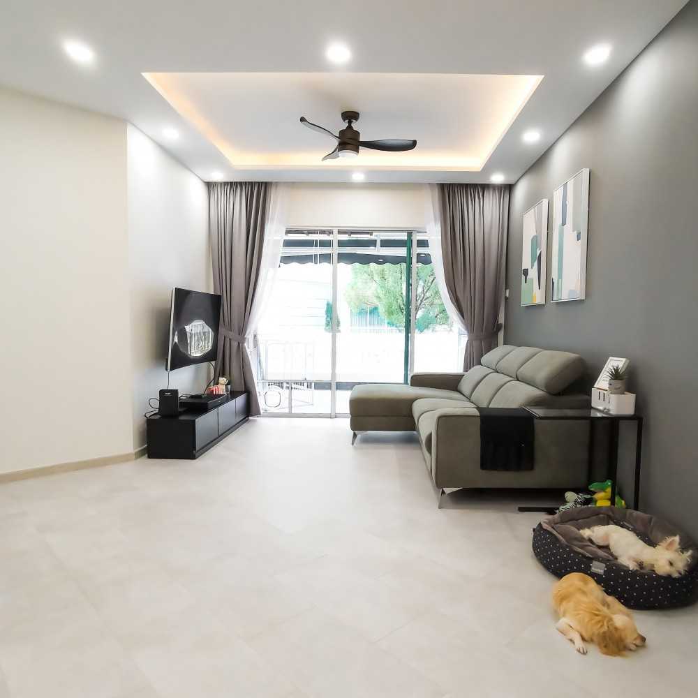 Modern Living Room with Vinyl Flooring and Cove Lighting