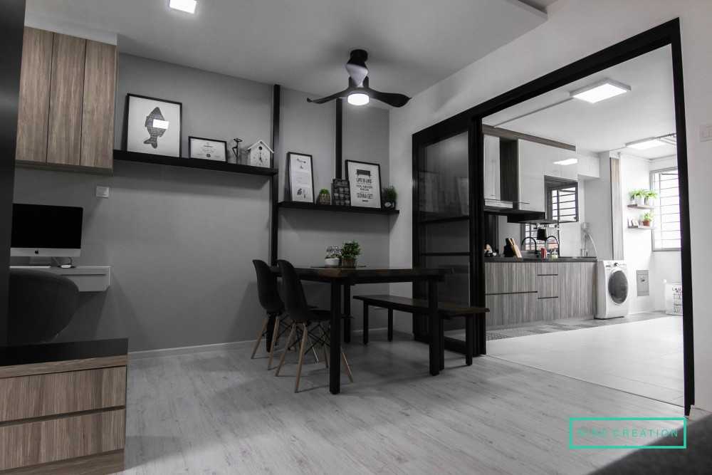 Scandinavian Dining Room with Downlights and Dining Table