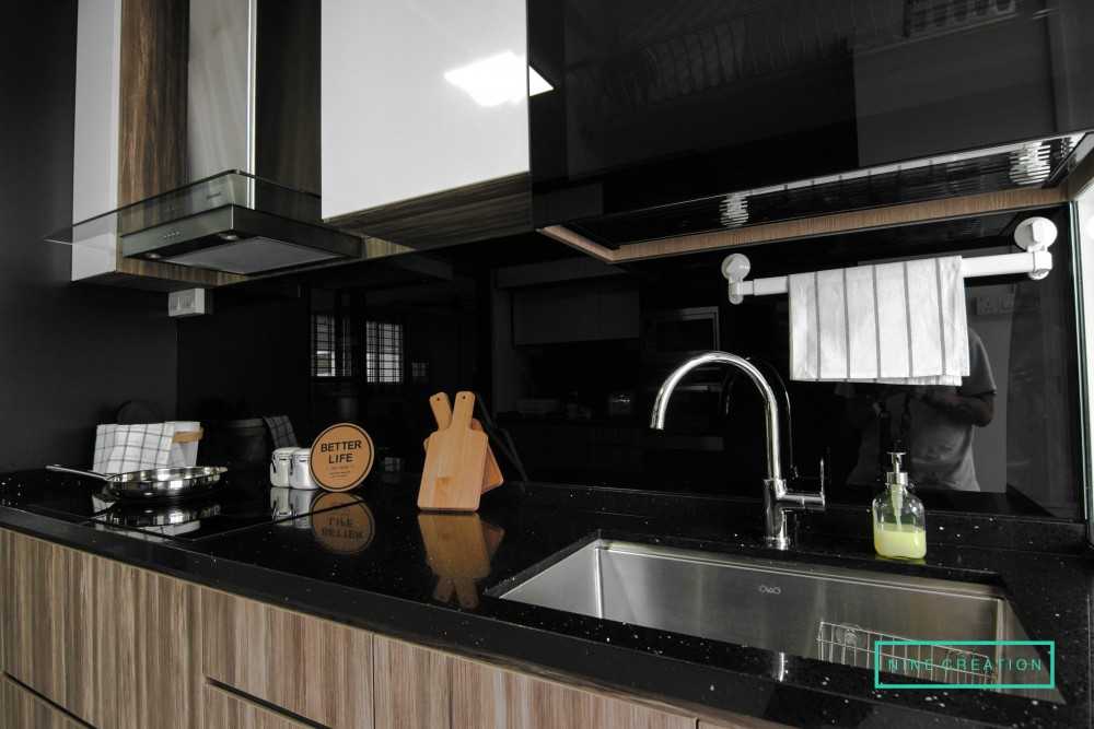 Scandinavian Kitchen with Countertop and Kitchen Backsplash