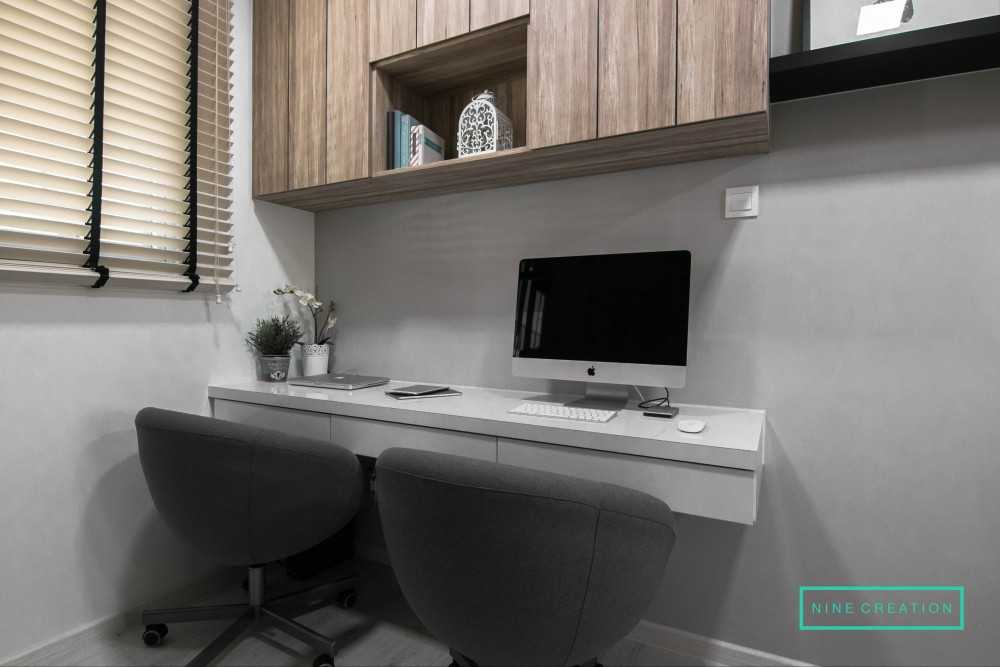Scandinavian Bedroom with Bookshelf and Vinyl Flooring