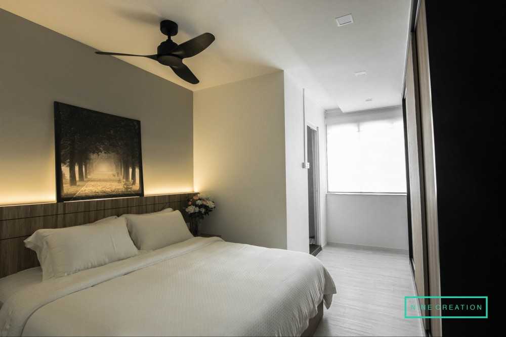Scandinavian Bedroom with Vinyl Flooring and Cove Lighting