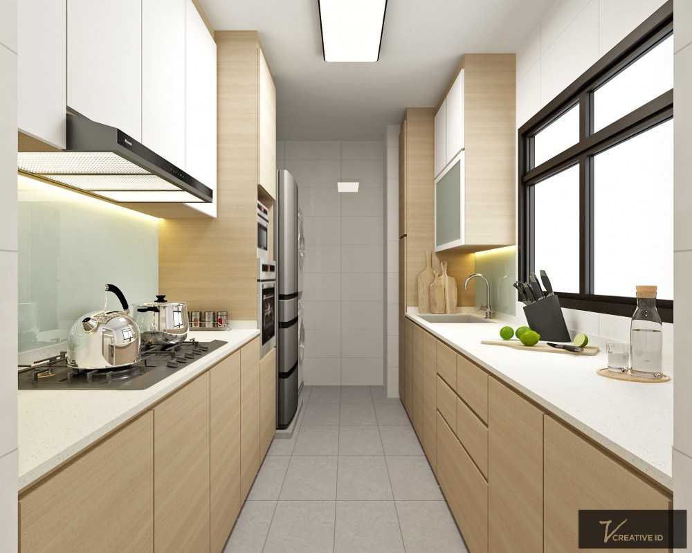 Scandinavian Kitchen with Countertop and Granite Floor