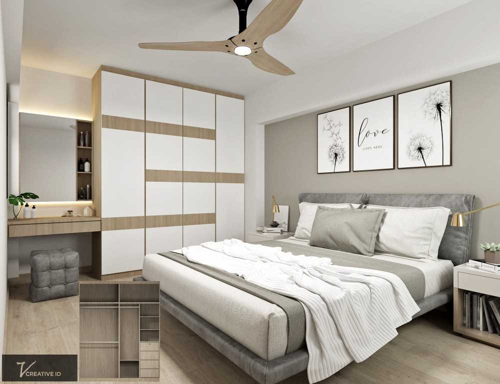 Scandinavian Bedroom with Vinyl Flooring and Bedside Table