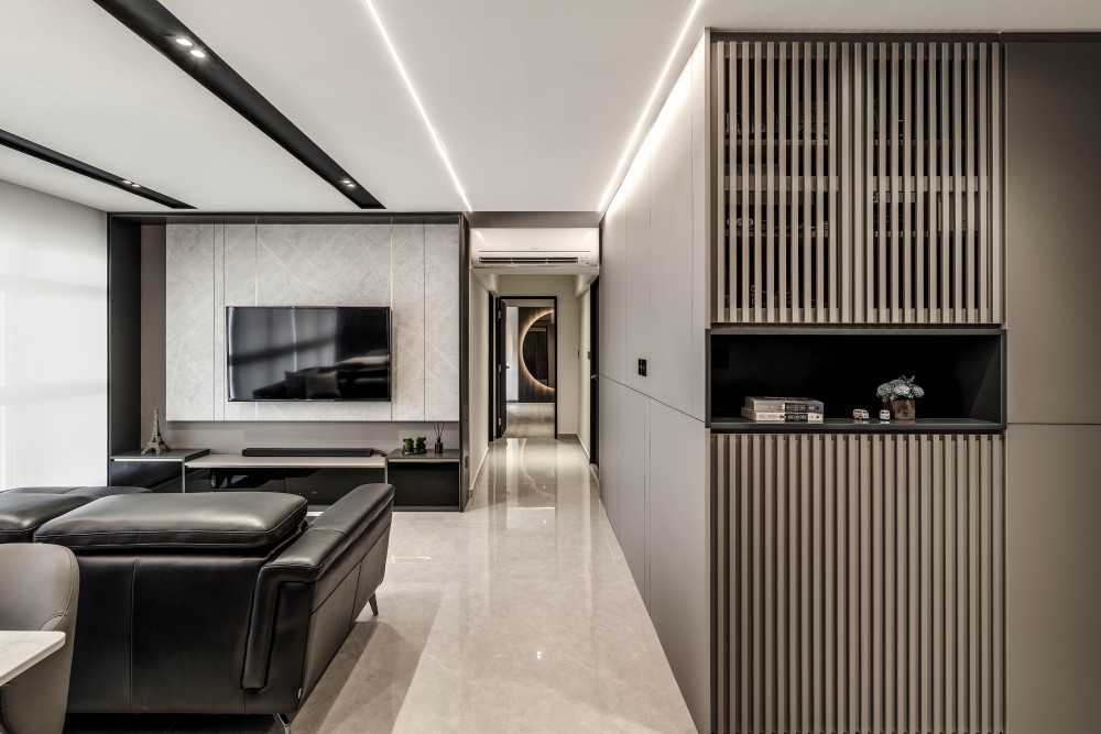 Modern Living Room with Feature Wall and TV