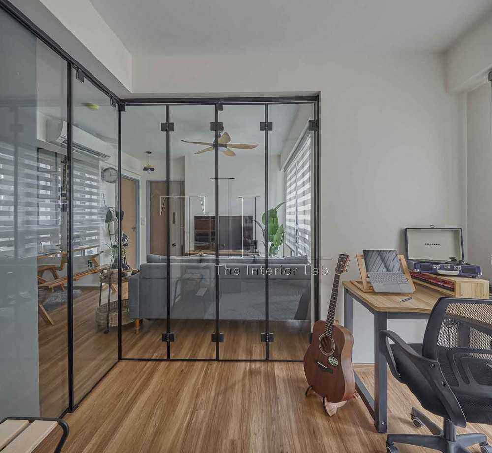 Contemporary Study with Glass Door and Desk
