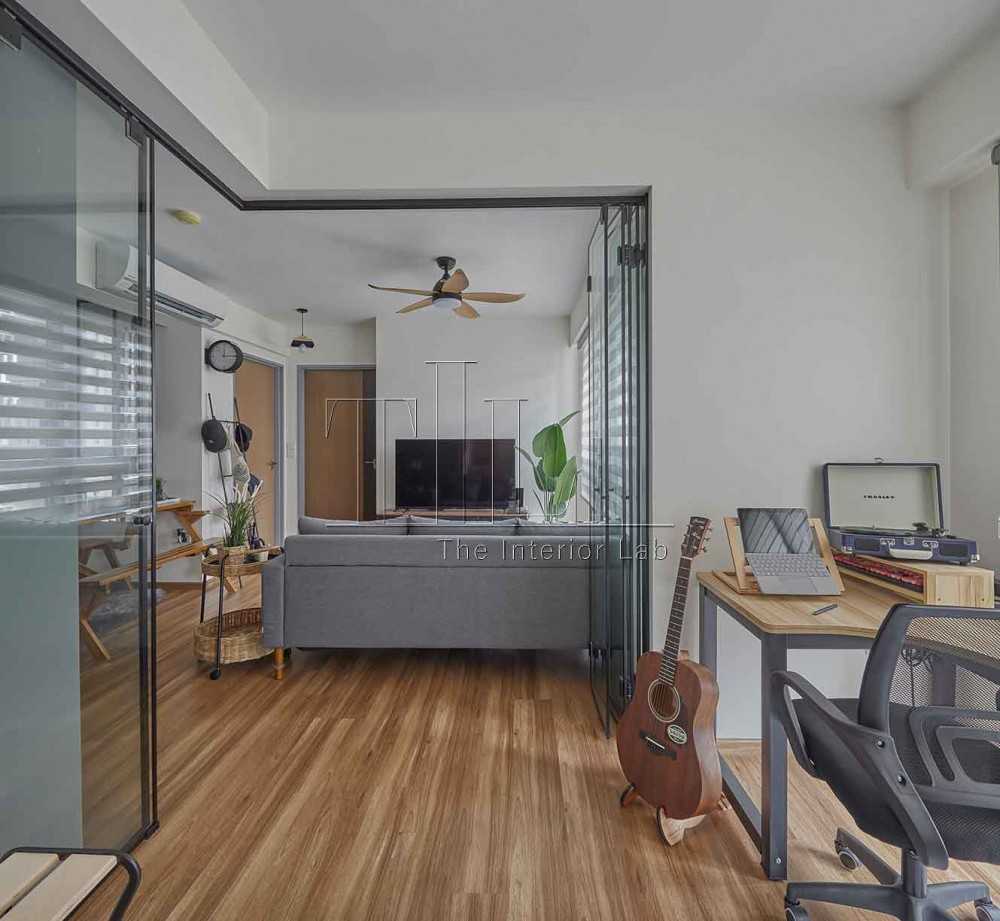 Contemporary Study with Glass Door and Desk