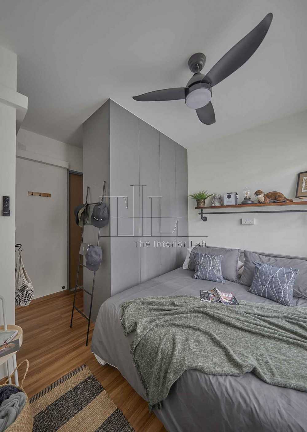 Contemporary Bedroom with Wood Flooring and Wardrobe