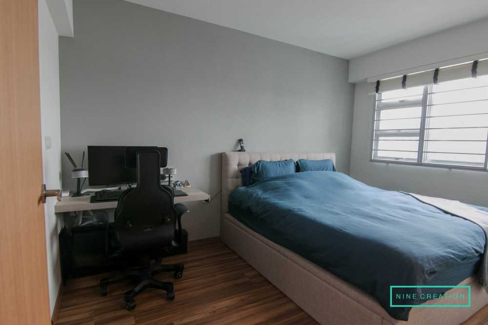 Contemporary Bedroom with Desk and Desk Chairs